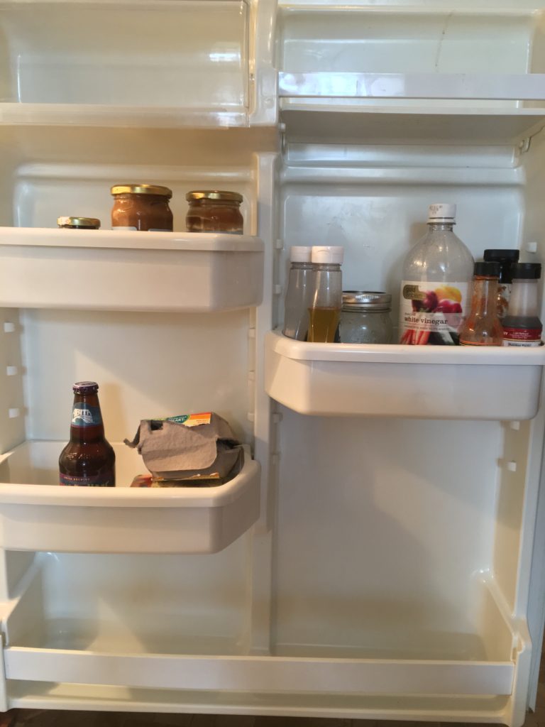 an inventory of the food on the fridge door